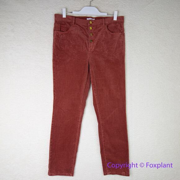 New! Loft women's rusty brick red corduroy high waist skinny‎ pants, size 31 - Picture 1 of 12